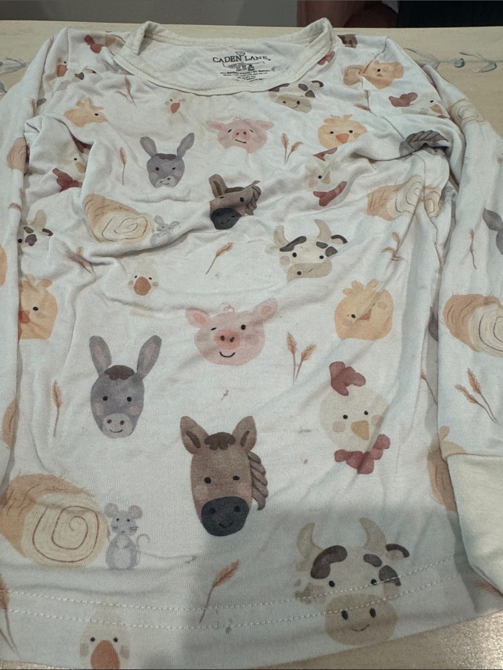 Caden Lane Kids' White Animal Print Pajama Top and bottoms